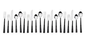 Homeroots Matte Black Stainless Steel Twenty Piece Hand Forged Flatware Set   568825