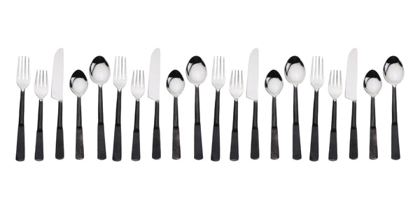 Homeroots Matte Black Stainless Steel Twenty Piece Hand Forged Flatware Set   568825
