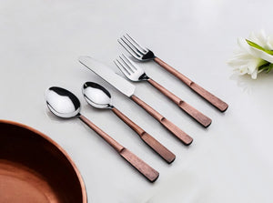 Homeroots Matte Copper Stainless Steel Twenty Piece Hand Forged Flatware Set   568829
