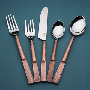 Homeroots Matte Copper Stainless Steel Twenty Piece Hand Forged Flatware Set   568829