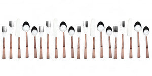 Homeroots Matte Copper Stainless Steel Twenty Piece Hand Forged Flatware Set   568829