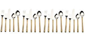 Homeroots Matte Gold Stainless Steel Twenty Piece Hand Forged Flatware Set   568831