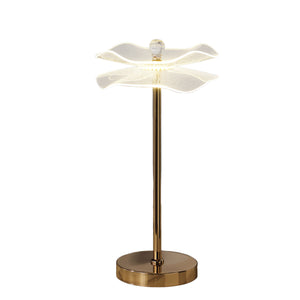 Homeroots 18" Gold Bedside Led Lamp With Clear Acrylic Novelty Wavy Shade   568833