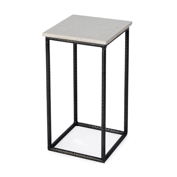 Butler Specialty Mabel Marble Accent Table With Hammered Iron Base - Stylish Addition For Your Living Room Decor White And Black Iron,Marble 5688389-butler