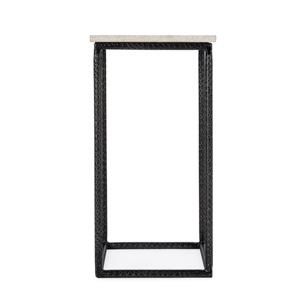 Butler Specialty Mabel Marble Accent Table With Hammered Iron Base - Stylish Addition For Your Living Room Decor White And Black Iron,Marble 5688389-butler