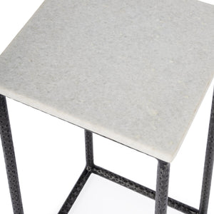 Butler Specialty Mabel Marble Accent Table With Hammered Iron Base - Stylish Addition For Your Living Room Decor White And Black Iron,Marble 5688389-butler