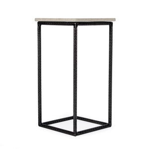 Butler Specialty Mabel Marble Accent Table With Hammered Iron Base - Stylish Addition For Your Living Room Decor White And Black Iron,Marble 5688389-butler
