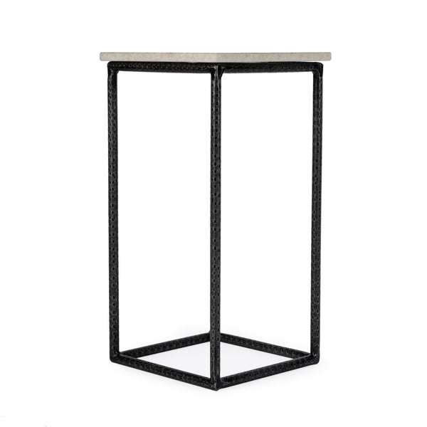 Butler Specialty Mabel Marble Accent Table With Hammered Iron Base - Stylish Addition For Your Living Room Decor White And Black Iron,Marble 5688389-butler