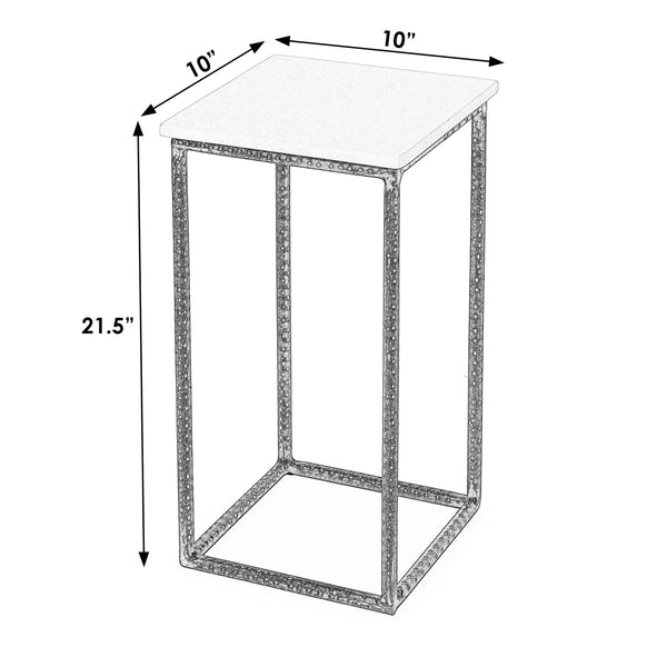 Butler Specialty Mabel Marble Accent Table With Hammered Iron Base - Stylish Addition For Your Living Room Decor White And Black Iron,Marble 5688389-butler