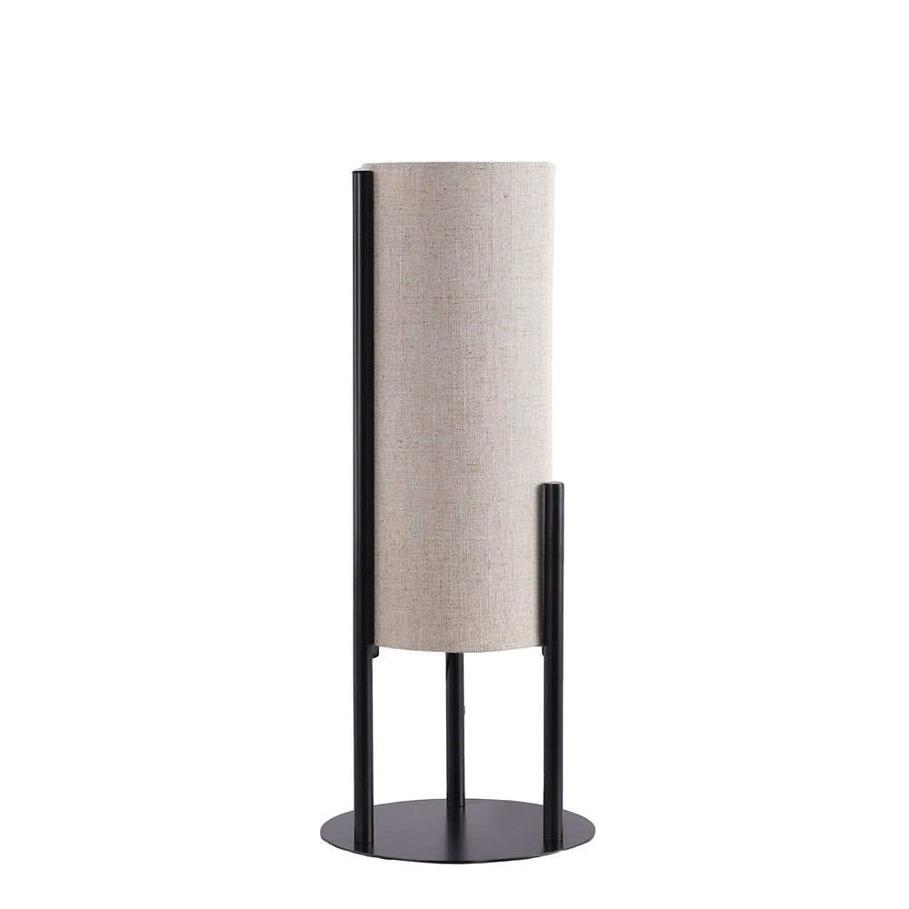 Homeroots 22" Black Metal Bedside Lamp With Beige Cylinder Shade   568838