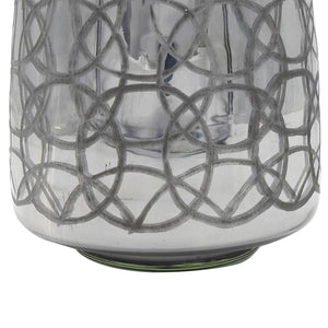 Homeroots 9" Dark Gray Geometric Etched Glass Table Vase – Modern Decor For Elegant Floral Displays & Artistry  Glass 568841