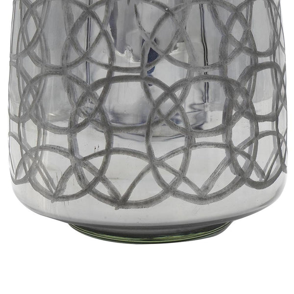 Homeroots 9" Dark Gray Geometric Etched Glass Table Vase – Modern Decor For Elegant Floral Displays & Artistry  Glass 568841