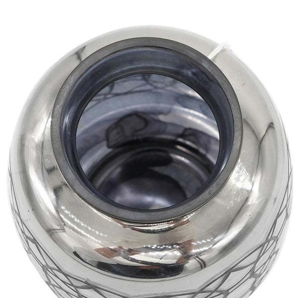 Homeroots 9" Dark Gray Geometric Etched Glass Table Vase – Modern Decor For Elegant Floral Displays & Artistry  Glass 568841