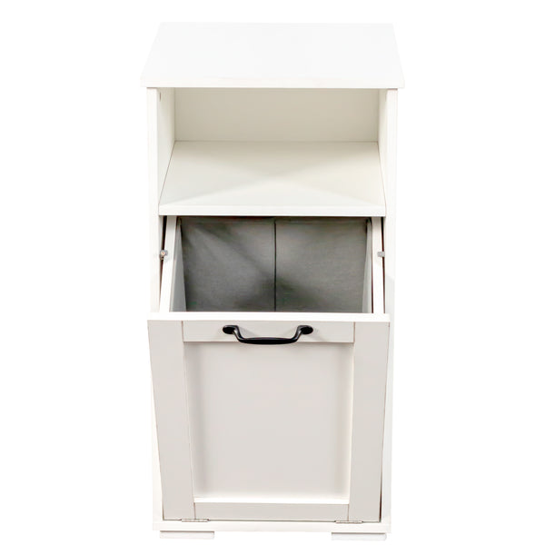 English Elm Laundry Cabinet with Removable Liner Bag, Slim Divided Storage for Dorms & Apartments, Open Shelf Organizer W331P365071