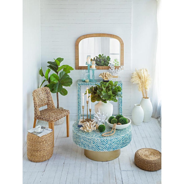 HomeRoots 16" White Terracotta Round Jug Vase - Hand-Painted Coastal Charm for Timeless Home Decor Accents 568850