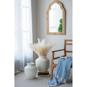 HomeRoots 16" White Terracotta Round Jug Vase - Hand-Painted Coastal Charm for Timeless Home Decor Accents 568850