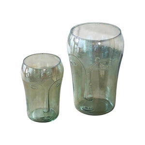 HomeRoots Set of Two Light Green Glass Vases with Modern Abstract Faces - Artistic Decor for Any Space 568860