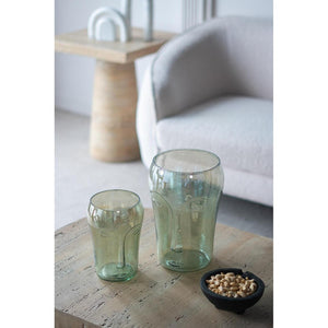 HomeRoots Set of Two Light Green Glass Vases with Modern Abstract Faces - Artistic Decor for Any Space 568860