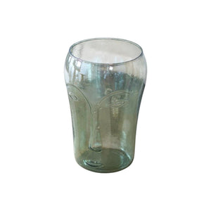 HomeRoots Set of Two Light Green Glass Vases with Modern Abstract Faces - Artistic Decor for Any Space 568860