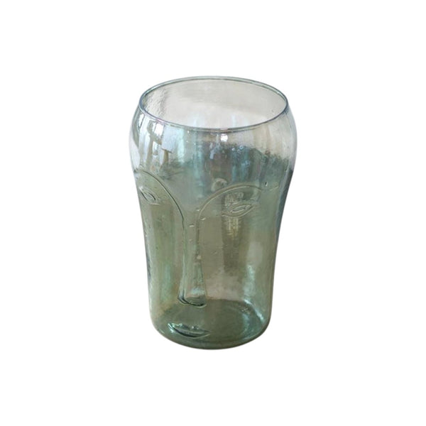 HomeRoots Set of Two Light Green Glass Vases with Modern Abstract Faces - Artistic Decor for Any Space 568860