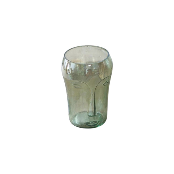 HomeRoots Set of Two Light Green Glass Vases with Modern Abstract Faces - Artistic Decor for Any Space 568860