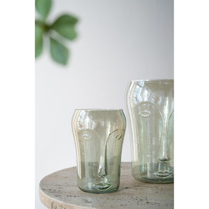 HomeRoots Set of Two Light Green Glass Vases with Modern Abstract Faces - Artistic Decor for Any Space 568860