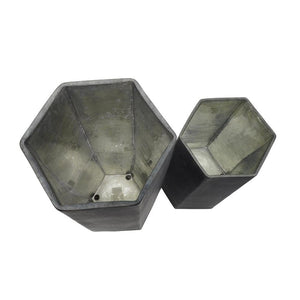 HomeRoots Set of Two Striking Black Hexagonal Glass Vases - Modern Decor for Floral Arrangements & Styling 568862