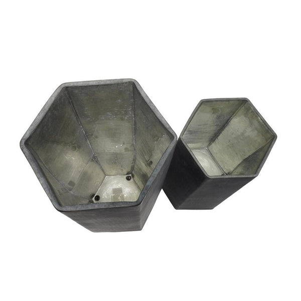 HomeRoots Set of Two Striking Black Hexagonal Glass Vases - Modern Decor for Floral Arrangements & Styling 568862
