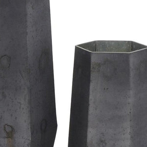 HomeRoots Set of Two Striking Black Hexagonal Glass Vases - Modern Decor for Floral Arrangements & Styling 568862
