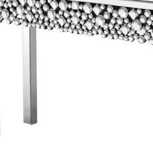 Homeroots 47" Silver Mirrored Glass Faux Crystal Bling Console Table For Glamorous Home Decor & Versatile Use   568864