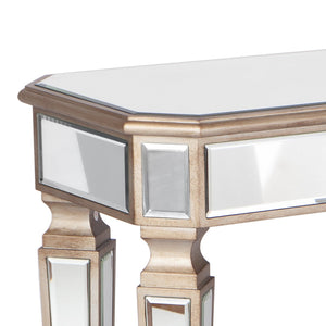Homeroots 47" Silver And Gold Mirrored Glass Console Table With Elegant Drawer For Chic Entryway Décor   568868