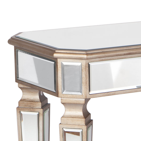 Homeroots 47" Silver And Gold Mirrored Glass Console Table With Elegant Drawer For Chic Entryway Décor   568868