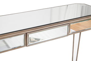 Homeroots 47" Silver And Gold Mirrored Glass Console Table With Elegant Drawer For Chic Entryway Décor   568868