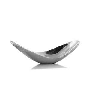 HomeRoots 20" Silver Aluminum Scoop Bowl - Contemporary Sculptural Centerpiece for Modern Home Decor Large 568871
