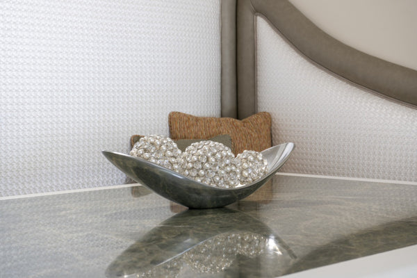 HomeRoots 20" Silver Aluminum Scoop Bowl - Contemporary Sculptural Centerpiece for Modern Home Decor Large 568871