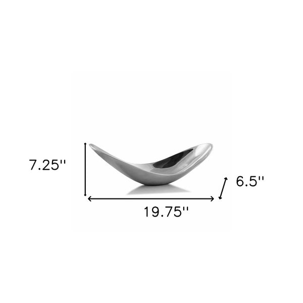 HomeRoots 20" Silver Aluminum Scoop Bowl - Contemporary Sculptural Centerpiece for Modern Home Decor Large 568871