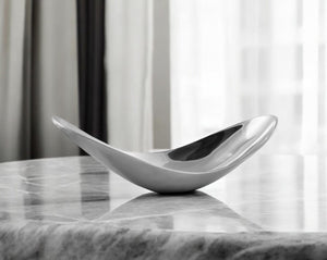 HomeRoots 20" Silver Aluminum Scoop Bowl - Contemporary Sculptural Centerpiece for Modern Home Decor Large 568871