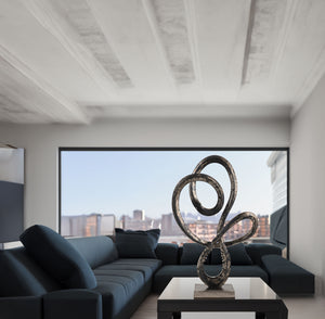 Homeroots 20" Black And Silver Aluminum Modern Abstract Tabletop Sculpture  Aluminum 568874