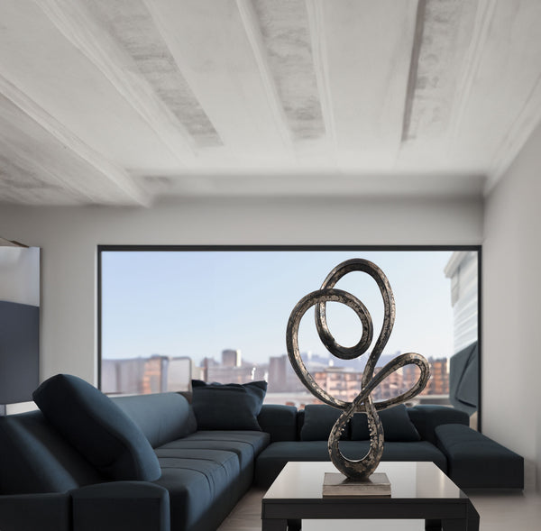 Homeroots 20" Black And Silver Aluminum Modern Abstract Tabletop Sculpture  Aluminum 568874