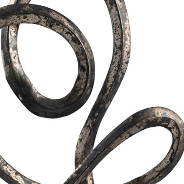 Homeroots 20" Black And Silver Aluminum Modern Abstract Tabletop Sculpture  Aluminum 568874