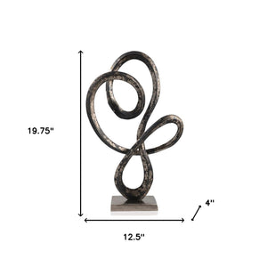 Homeroots 20" Black And Silver Aluminum Modern Abstract Tabletop Sculpture  Aluminum 568874
