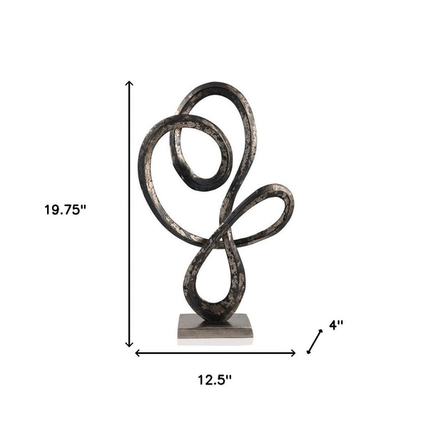 Homeroots 20" Black And Silver Aluminum Modern Abstract Tabletop Sculpture  Aluminum 568874