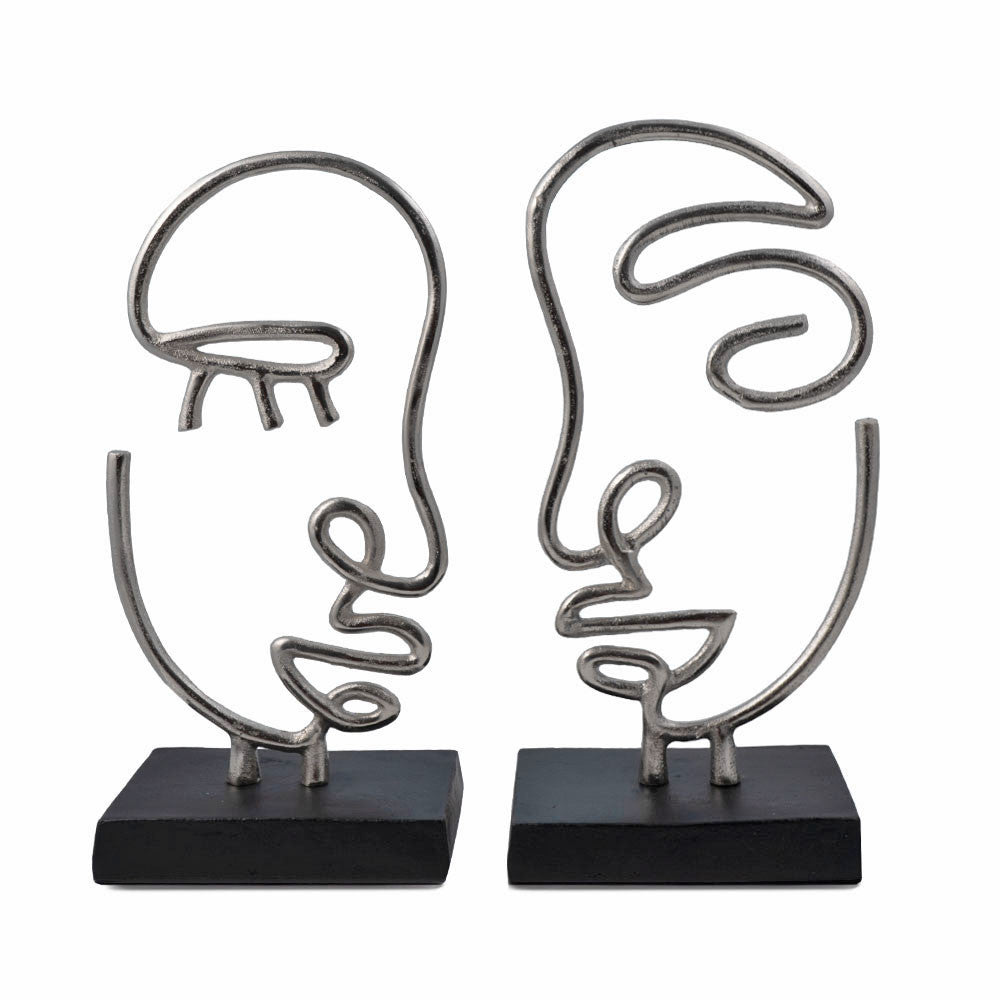 Homeroots Set Of Two Black And Silver Aluminum Tabletop Sculpture  Aluminum 568875