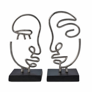Homeroots Set Of Two Black And Silver Aluminum Tabletop Sculpture  Aluminum 568875