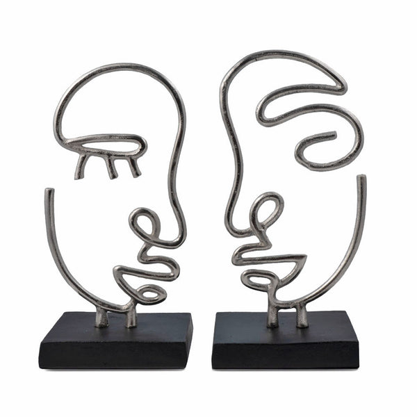 Homeroots Set Of Two Black And Silver Aluminum Tabletop Sculpture  Aluminum 568875