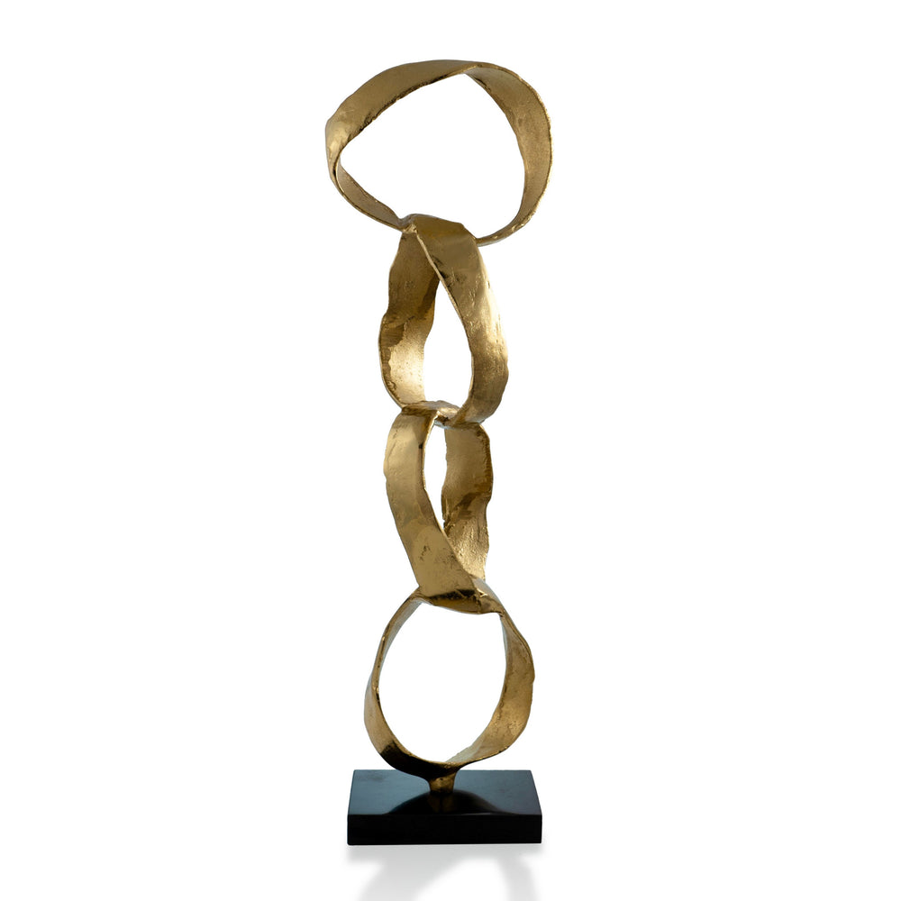 Homeroots 25" Gold And Black Marble And Aluminum Modern Abstract Tabletop Sculpture  Marble,Aluminum 568881