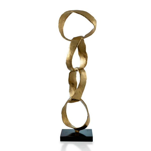 Homeroots 25" Gold And Black Marble And Aluminum Modern Abstract Tabletop Sculpture  Marble,Aluminum 568881