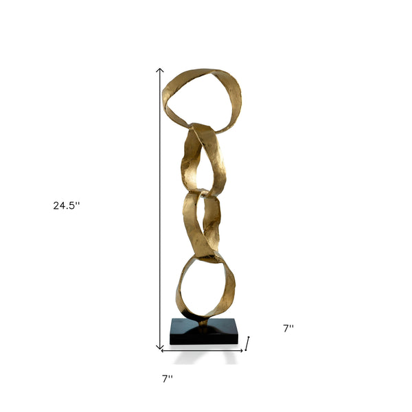Homeroots 25" Gold And Black Marble And Aluminum Modern Abstract Tabletop Sculpture  Marble,Aluminum 568881