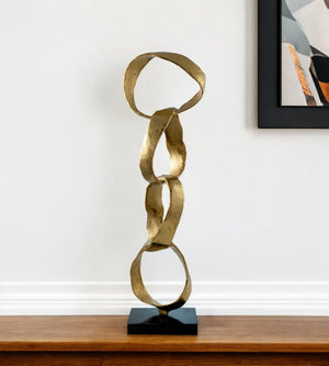 Homeroots 25" Gold And Black Marble And Aluminum Modern Abstract Tabletop Sculpture  Marble,Aluminum 568881