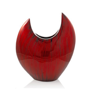 Homeroots 14" Striking Red Striped Aluminum Table Vase - Modern Home Decor Accent For Vibrant Interiors  Aluminum 568893